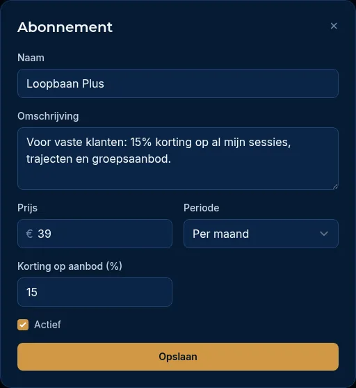Het venster Abonnement