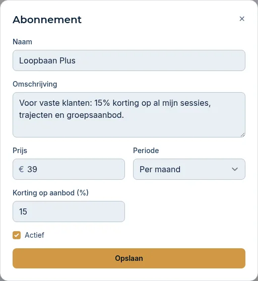 Het venster Abonnement