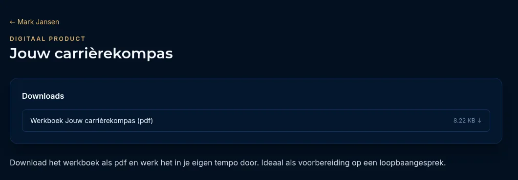 De bibliotheekpagina Jouw carrièrekompas met het blok Downloads