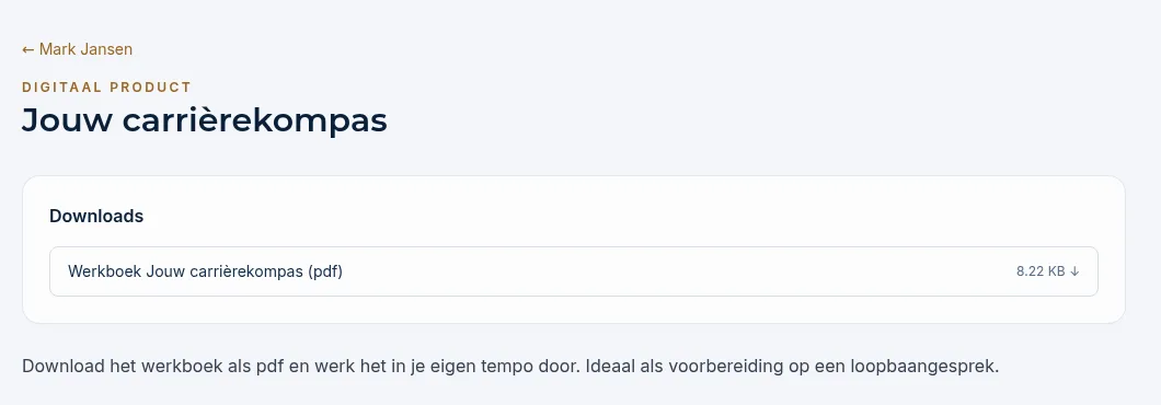 De bibliotheekpagina Jouw carrièrekompas met het blok Downloads