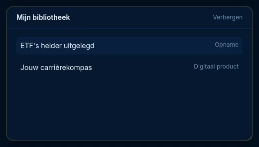 De widget Mijn bibliotheek met een opname en een digitaal product