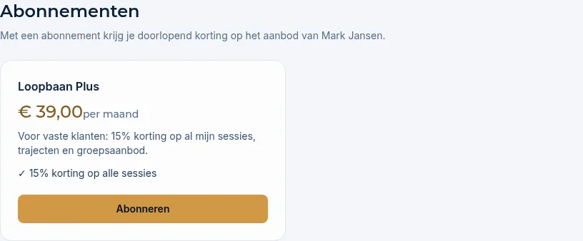 Het blok Abonnementen met het abonnement Loopbaan Plus en de knop Abonneren