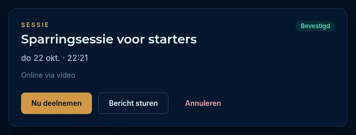 De afspraakpagina met de knop Nu deelnemen